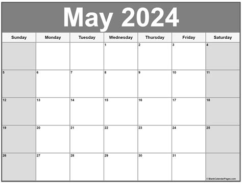 May Blank Calendar 2023 Printable